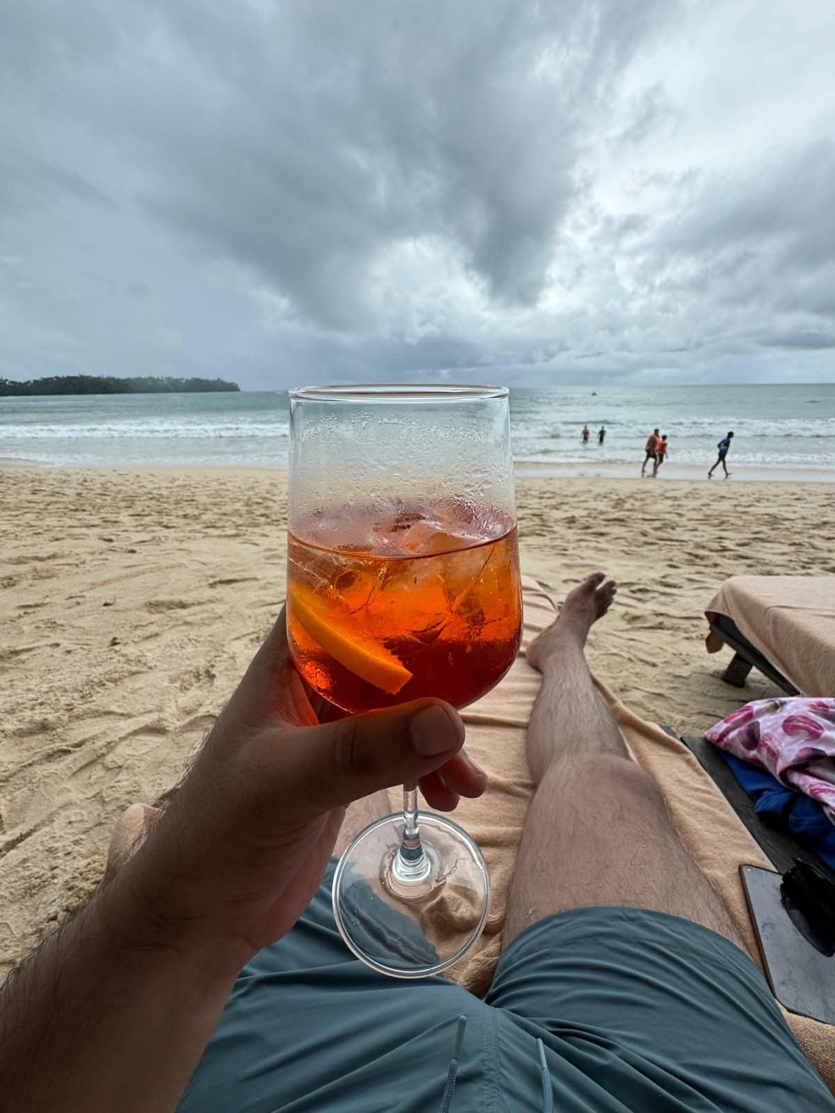 A drink on the beach while travelling